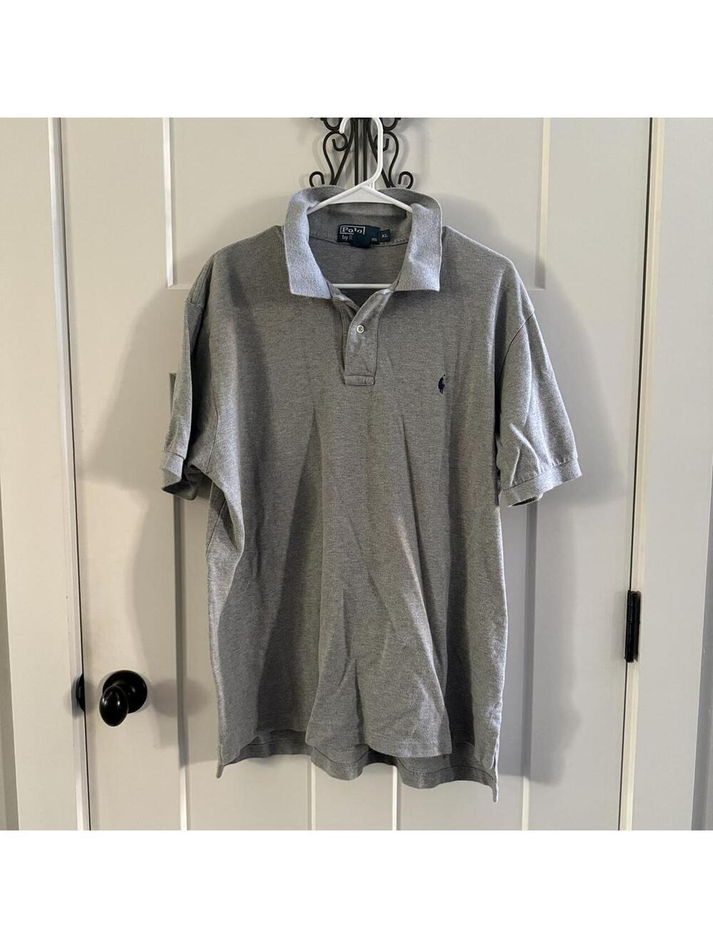 🐎 Classic Polo Ralph Lauren Gray Pony Polo Shirt XL Minimalist Preppy - Picture 2 of 6